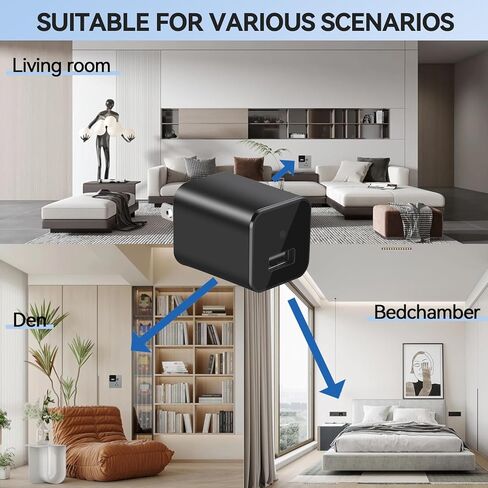 USB Charger Hidden Camera, 1080P Small Mini Camera with Motion Detection, Spy Camera with 64GB Micro SD Card Included, Nanny Camfor Home, Window, Indoor and Security (No WiFi) in Kuwait