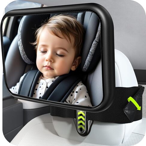 Fixed Headrest Baby Car Mirror Fit Tesla Car Back Seat, Safety Rear Facing Mirror, 100% Shatterproof & Shake-Proof, Wide Clear Rearview with 360° Rotation for Infant Newborn Baby Must Haves Essentials in Kuwait