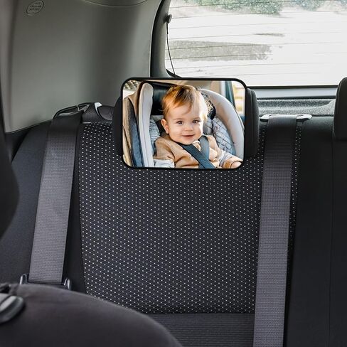 Safety Car Seat Mirror for Rear Facing Infant, Clear Wide View, 360°Rotation, Easily Observe the Baby Move, Secure, Shatterproof in Kuwait