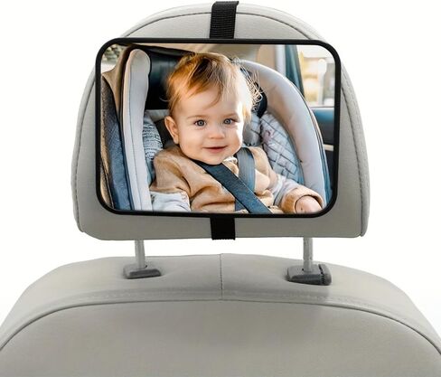 Safety Car Seat Mirror for Rear Facing Infant, Clear Wide View, 360°Rotation, Easily Observe the Baby Move, Secure, Shatterproof in Kuwait