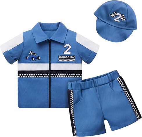 Baby Boy Race Car Driver Outfit, 1st 2nd 3rd Birthday Outfit Cake Smash Clothes in Saudi Arabia