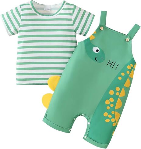 Baby Boy Summer Clothes Toddler Boys Outfits Short Sleeve T-Shirt Cute Cartoon Jumpsuit Overalls 12 Months-4T in Kuwait