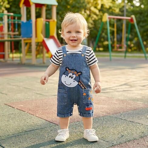 Baby Boy Summer Clothes Toddler Boys Outfits Short Sleeve T-Shirt Cute Cartoon Jumpsuit Overalls 12 Months-4T in Kuwait