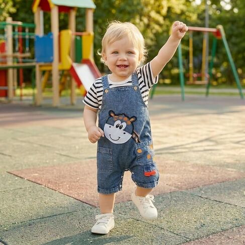 Baby Boy Summer Clothes Toddler Boys Outfits Short Sleeve T-Shirt Cute Cartoon Jumpsuit Overalls 12 Months-4T in Kuwait