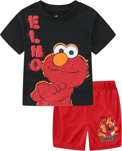 Sesame Street Elmo Baby Boys Short Sleeve T-Shirt and Mesh Shorts Set for Infant to Toddler in Saudi Arabia