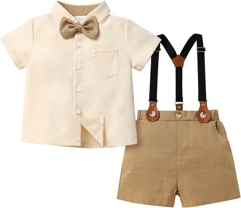 JEELLIGULAR Toddler Formal Outfit Boy Baby Suit for Summer Shirts Shorts Clothes Set in Saudi Arabia