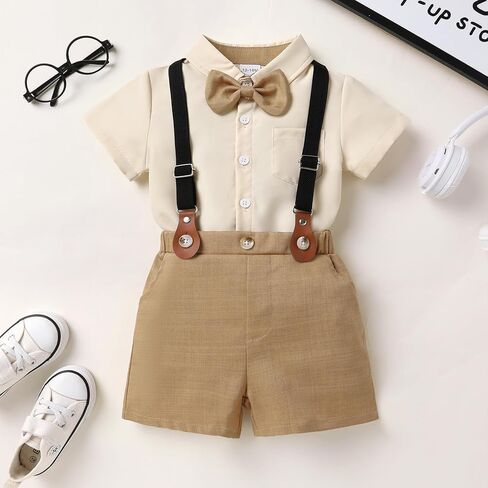 JEELLIGULAR Toddler Formal Outfit Boy Baby Suit for Summer Shirts Shorts Clothes Set in Saudi Arabia