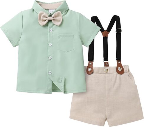 JEELLIGULAR Toddler Formal Outfit Boy Baby Suit for Summer Shirts Shorts Clothes Set in Saudi Arabia