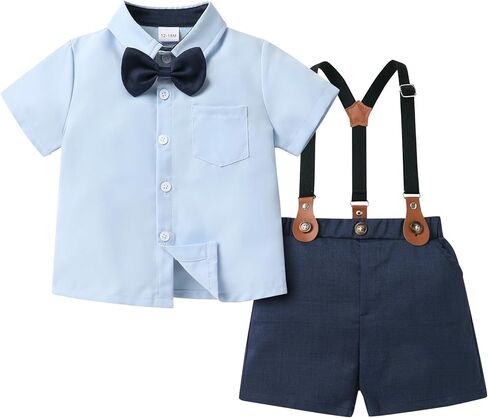 JEELLIGULAR Toddler Formal Outfit Boy Baby Suit for Summer Shirts Shorts Clothes Set in Saudi Arabia