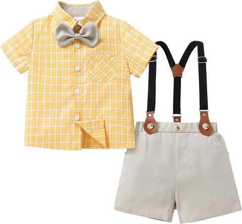 JEELLIGULAR Toddler Formal Outfit Boy Baby Suit for Summer Shirts Shorts Clothes Set in Saudi Arabia