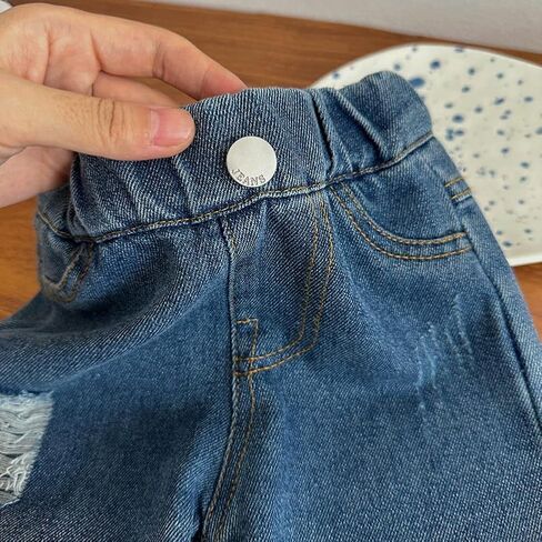 Infant Toddler Boys Girls Ripped Denim Pant Loose Casual Straight Leg Frayed Jean, Spring Fall Clothing, Durable Pants in Kuwait