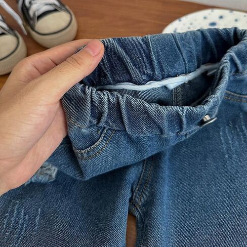 Infant Toddler Boys Girls Ripped Denim Pant Loose Casual Straight Leg Frayed Jean, Spring Fall Clothing, Durable Pants in Kuwait