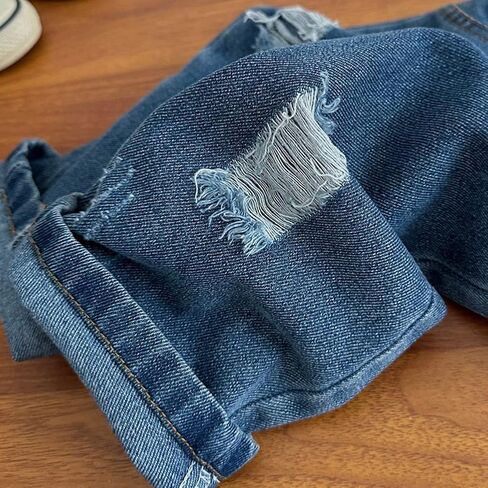 Infant Toddler Boys Girls Ripped Denim Pant Loose Casual Straight Leg Frayed Jean, Spring Fall Clothing, Durable Pants in Kuwait
