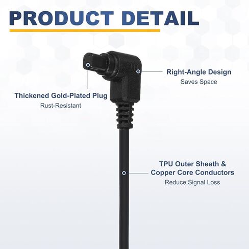 3mm to Male Flash PC Sync Cable, Plug to Male Flash Sync Cord with Coiled Cord and Screw Lock 2.5mm(3P) to MINI(5P), Suit for Camera/Photography Connector/Studio, Black in Kuwait
