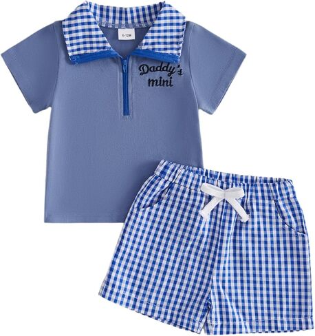 WZTYYDS Toddler Baby Boy Summer Clothes Camouflage Quarter Zip Short Sleeve T Shirt Shorts 2 Piece Outfits Set in Kuwait