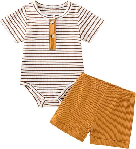 Baby Boy Outfits 2 Piece Short Sleeve Romper Top and Shorts Set Baby Boy Summer Clothes 0-18M in Saudi Arabia