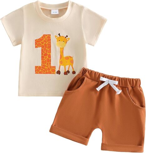 Kaipiclos Baby Boy First Birthday Outfit Dinosaur One Year Old 1st Birthday Boy Shirt Short Sleeve Tops Shorts Summer Clothes in Saudi Arabia