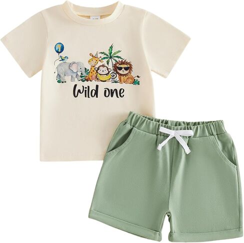 Kaipiclos Baby Boy First Birthday Outfit Dinosaur One Year Old 1st Birthday Boy Shirt Short Sleeve Tops Shorts Summer Clothes in Saudi Arabia