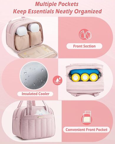 Quilted Wearable Breast Pump Bag with Cooler Compartment, Wearable Pump Case Compatible with Momcozy and Most Brand Hands-Free Breast Pumps, Black in Saudi Arabia