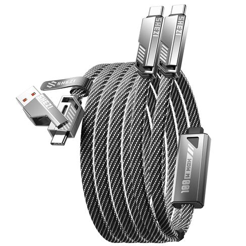 قامت Shezi بترقية 6 في 1 كبل متعدد الشحن ، 100W USB C إلى كبل البرق [1G ملف في 20s] شحن سريع لـ iPhone/iPad ، مجموعة من الشاحن المتعددة المسطحة L/Type C/USB A-5FT in Kuwait