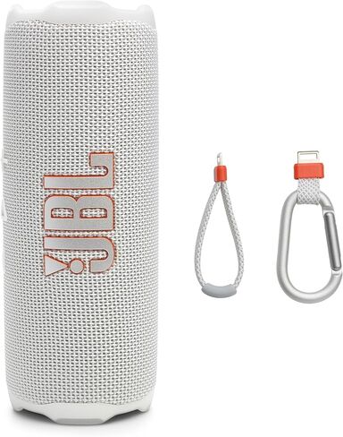 JBL Flip 7 - مكبر صوت محمول مقاوم للماء ومقاوم للسقوط، صوت Bold Pro مع تعزيز صوت AI، 16 ساعة من وقت التشغيل، ونظام PushLock مع ملحقات قابلة للتبديل (أبيض) (متجدد) in Kuwait