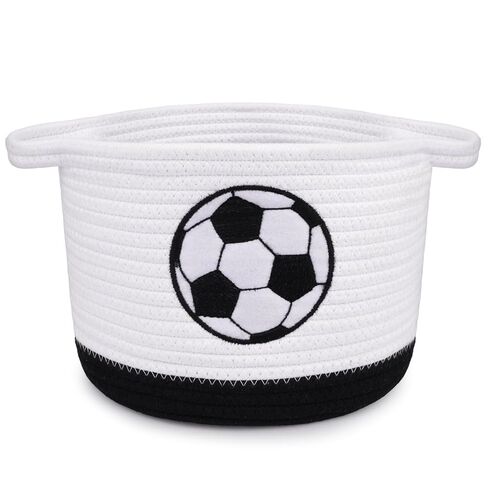 Baseball Woven Basket- Cute Cotton Rope Gift Basket with Embroidered Baseball, Nursery Oval Shelves Empty Storage Decorative Bin, Baby Shower Organizer Sports Clebrations Storage,9"D x 7"H IN in Saudi Arabia
