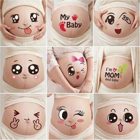 9 Sheets Pregnant Belly Stickers, Cute Maternity Photo Booth Props for Mom to Be, Pregnancy Bump Decals for Couples Photoshoot, Fun Baby Shower Gifts & Growth Keepsake in Saudi Arabia