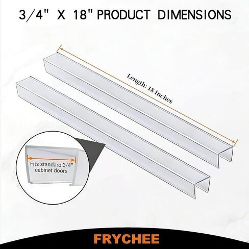 Full 18 Inches Unshortened Cabinet Door Protector, Clear Flexible Slip-On Edge Guard with Soft Rubber Groove, Trimable Cabinet Bumper for 3/4" Thick Doors, Anti-Wear Anti-Chip, 2 Pack in Kuwait