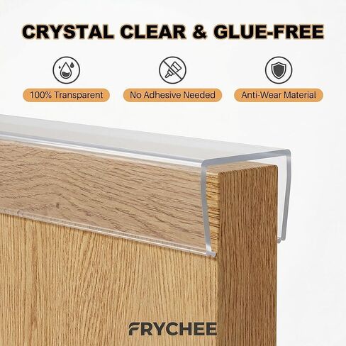 Full 18 Inches Unshortened Cabinet Door Protector, Clear Flexible Slip-On Edge Guard with Soft Rubber Groove, Trimable Cabinet Bumper for 3/4" Thick Doors, Anti-Wear Anti-Chip, 2 Pack in Kuwait