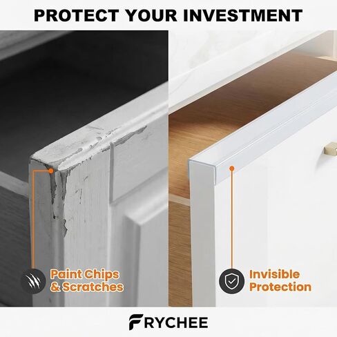 Full 18 Inches Unshortened Cabinet Door Protector, Clear Flexible Slip-On Edge Guard with Soft Rubber Groove, Trimable Cabinet Bumper for 3/4" Thick Doors, Anti-Wear Anti-Chip, 2 Pack in Kuwait