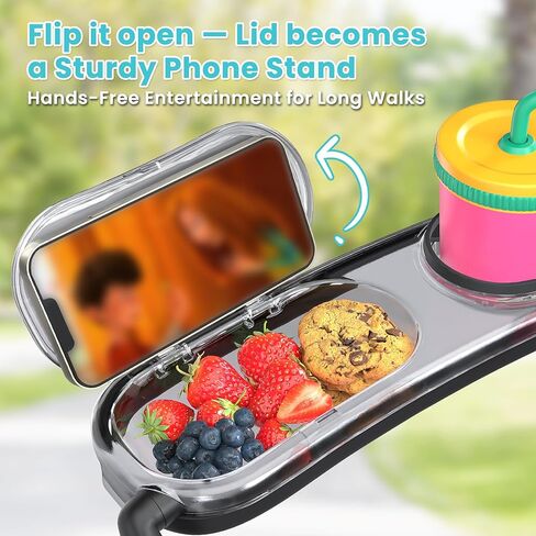 Snack Tray Compatible with UPPAbaby Vista V3/Vista V2/Vista/Cruz V3/Cruz V2/Cruz/RumbleSeat (V2,V2+,V3) Stroller Tray with Lid, Quick Attachment, Folds with Stroller, Dishwasher Safe, Patent Pending in Kuwait