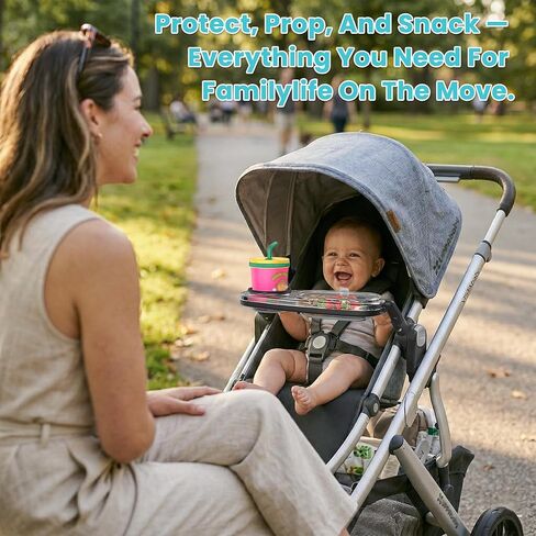 Snack Tray Compatible with UPPAbaby Vista V3/Vista V2/Vista/Cruz V3/Cruz V2/Cruz/RumbleSeat (V2,V2+,V3) Stroller Tray with Lid, Quick Attachment, Folds with Stroller, Dishwasher Safe, Patent Pending in Kuwait