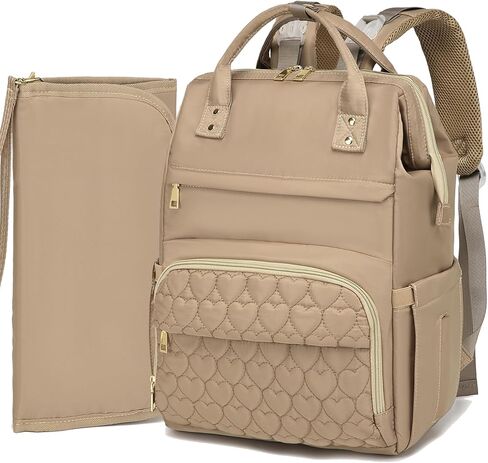 Diaper Bag Backpack with Portable Changing Pad, Large Wide-Open Baby Diaper Bag with Insulated Pockets and Stroller Straps for Boys Girls, Waterproof Travel Diaper Backpack for Mom, Khaki in Saudi Arabia