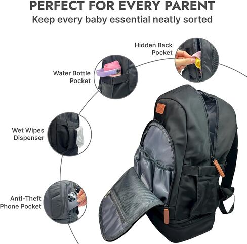EMBUR Diaper Bag Backpack with Detachable Insulated Cooler – Waterproof, Lightweight Baby Bag with Multi-Compartments, Stroller Straps, Changing Pad, Large Capacity, Ice Packs Included in Kuwait