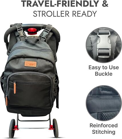 EMBUR Diaper Bag Backpack with Detachable Insulated Cooler – Waterproof, Lightweight Baby Bag with Multi-Compartments, Stroller Straps, Changing Pad, Large Capacity, Ice Packs Included in Kuwait