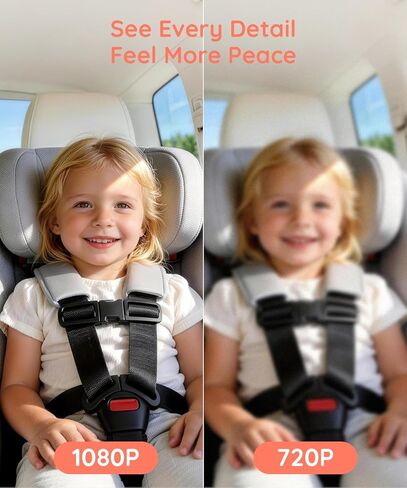 Babyvue Dual Car Camera Baby Monitor, 7.2" 1080P HD for 2 Kids, Split Screen with IR Night Vision, Easy Setup & Adjustable Brightness, Rear Facing View for Kids & Pet Safety in Kuwait