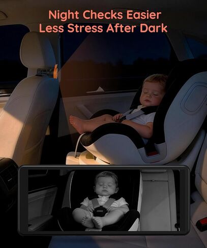 Babyvue Dual Car Camera Baby Monitor, 7.2" 1080P HD for 2 Kids, Split Screen with IR Night Vision, Easy Setup & Adjustable Brightness, Rear Facing View for Kids & Pet Safety in Kuwait