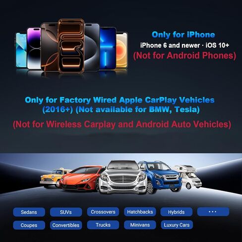 كاميرا سيارة للأطفال من Cabin Care مع محول CarPlay لاسلكي لهاتف iPhone فقط، دقة 1080P HD، رؤية ليلية بالأشعة تحت الحمراء، زاوية واسعة 150 درجة، شاشة المقعد الخلفي في الوقت الحقيقي، تعمل مع CarPlay السلكية من المصنع (الكلب) in Kuwait