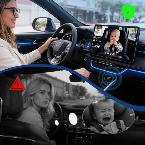 كاميرا سيارة للأطفال من Cabin Care مع محول CarPlay لاسلكي لهاتف iPhone فقط، دقة 1080P HD، رؤية ليلية بالأشعة تحت الحمراء، زاوية واسعة 150 درجة، شاشة المقعد الخلفي في الوقت الحقيقي، تعمل مع CarPlay السلكية من المصنع (الكلب) in Kuwait
