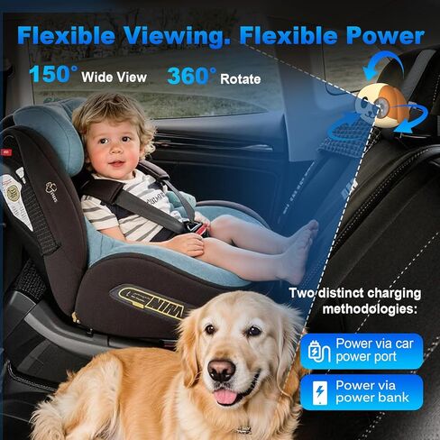 كاميرا سيارة للأطفال من Cabin Care مع محول CarPlay لاسلكي لهاتف iPhone فقط، دقة 1080P HD، رؤية ليلية بالأشعة تحت الحمراء، زاوية واسعة 150 درجة، شاشة المقعد الخلفي في الوقت الحقيقي، تعمل مع CarPlay السلكية من المصنع (الكلب) in Kuwait