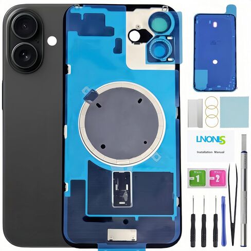 16 زائد بديل للزجاج الخلفي لـ iPhone 16 Plus الخلفي للغطاء الخلفي المقاوم للماء وعدسة الكاميرا+مجموعة أدوات الإصلاح الاحترافية (أبيض) in Kuwait
