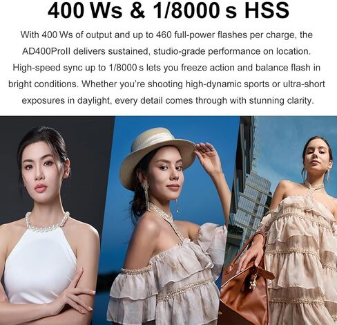 فلاش GODOX AD400Pro II خارجي مع Godox Softbox 80cmX80cm /32" X32+2.8M حامل إضاءة عالي التحمل وحقيبة حمل لكاميرات Canon Sony Nikon Fujifilm Olympus Panasonic، بطارية 21.6V/2600mAh، إعادة تدوير 0.01~1s in Kuwait