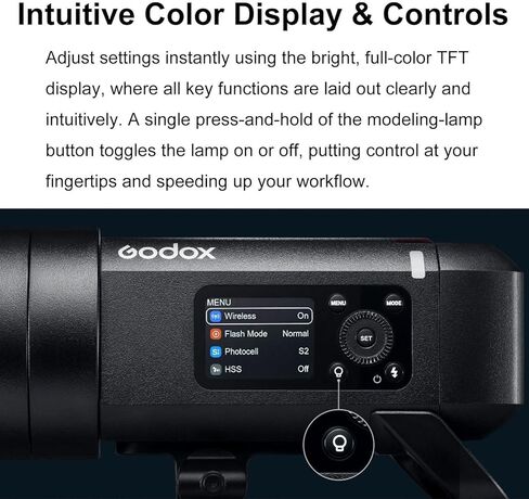 فلاش GODOX AD400Pro II خارجي مع Godox Softbox 80cmX80cm /32" X32+2.8M حامل إضاءة عالي التحمل وحقيبة حمل لكاميرات Canon Sony Nikon Fujifilm Olympus Panasonic، بطارية 21.6V/2600mAh، إعادة تدوير 0.01~1s in Kuwait