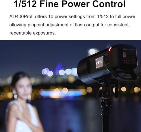 فلاش GODOX AD400Pro II خارجي مع Godox Softbox 80cmX80cm /32" X32+2.8M حامل إضاءة عالي التحمل وحقيبة حمل لكاميرات Canon Sony Nikon Fujifilm Olympus Panasonic، بطارية 21.6V/2600mAh، إعادة تدوير 0.01~1s in Kuwait