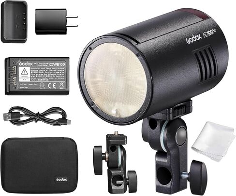 Godox AD100Pro AD100 Pro Monolight، 100Ws 2.4G Flash Strobe، 1/8000 HSS، إعادة التدوير 0.01-1.5s، 360 ومضة طاقة كاملة، بطارية 2600 مللي أمبير، تدعم وظائف TTL/M/متعددة، مدمجة خفيفة الوزن، لوحة OLED in Kuwait