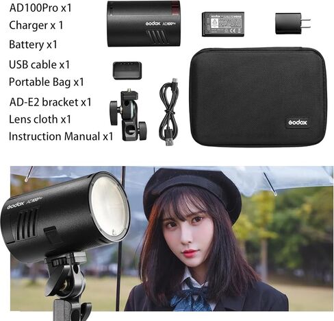 Godox AD100Pro AD100 Pro Monolight، 100Ws 2.4G Flash Strobe، 1/8000 HSS، إعادة التدوير 0.01-1.5s، 360 ومضة طاقة كاملة، بطارية 2600 مللي أمبير، تدعم وظائف TTL/M/متعددة، مدمجة خفيفة الوزن، لوحة OLED in Kuwait