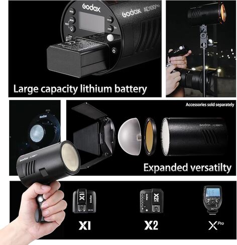 Godox AD100Pro AD100 Pro Monolight، 100Ws 2.4G Flash Strobe، 1/8000 HSS، إعادة التدوير 0.01-1.5s، 360 ومضة طاقة كاملة، بطارية 2600 مللي أمبير، تدعم وظائف TTL/M/متعددة، مدمجة خفيفة الوزن، لوحة OLED in Kuwait