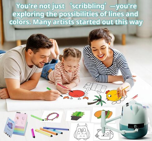 روبوت رسم للأطفال مع 150 بطاقة و12 قلم تلوين، ألعاب تعلم رسم مونتيسوري، آلة رسم روبوت تعليمية تفاعلية لعمر 3 4 5 6 7 8 سنوات للأولاد والبنات عيد الميلاد وحفلات أعياد الميلاد in Kuwait