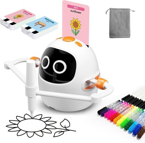 Drawing Robot for Kids, Montessori Painting Learning Toys, Voice Interactive Educational Drawing Machine with 220 Word Cards for 3 4 5 6 7 8 Year Old Boys Girls Gift in Kuwait