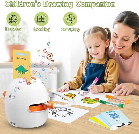 Drawing Robot for Kids, Montessori Painting Learning Toys, Voice Interactive Educational Drawing Machine with 220 Word Cards for 3 4 5 6 7 8 Year Old Boys Girls Gift in Kuwait